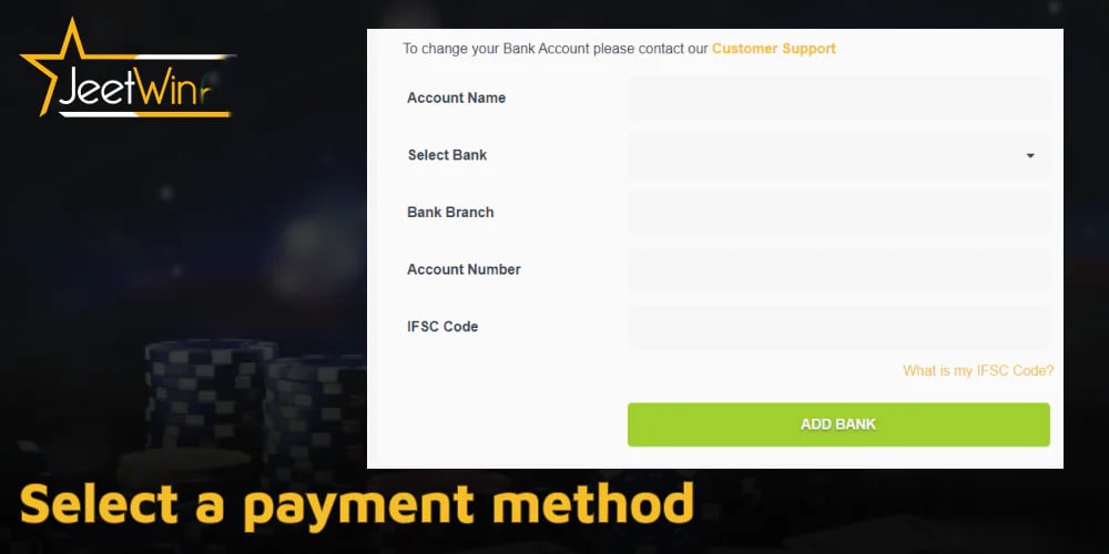 Step 2: Click “Add Bank” and select a withdrawal account type. Then, fill in the withdrawal account information and click ‘Submit’ to complete.